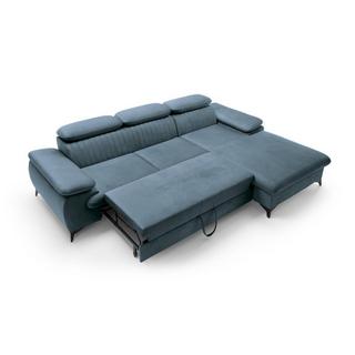 PASCAL MORABITO Ecksofa mit Schlaffunktion - Ecke rechts - Samt - Hellblau - SAMARA von PASCAL MORABITO  