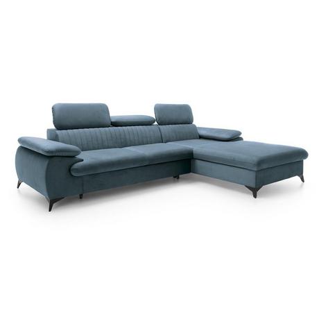 PASCAL MORABITO Ecksofa mit Schlaffunktion - Ecke rechts - Samt - Hellblau - SAMARA von PASCAL MORABITO  