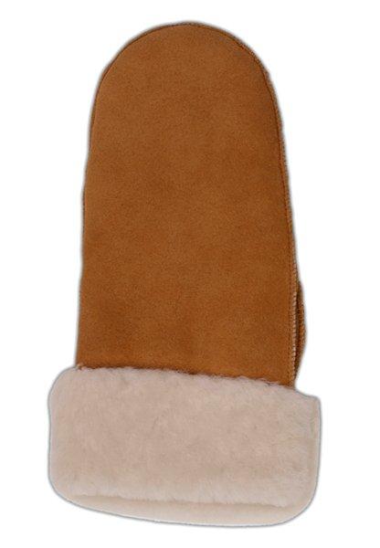 Image of Lederfäustlinge Mit Lammfell Und Manchette Damen Braun M