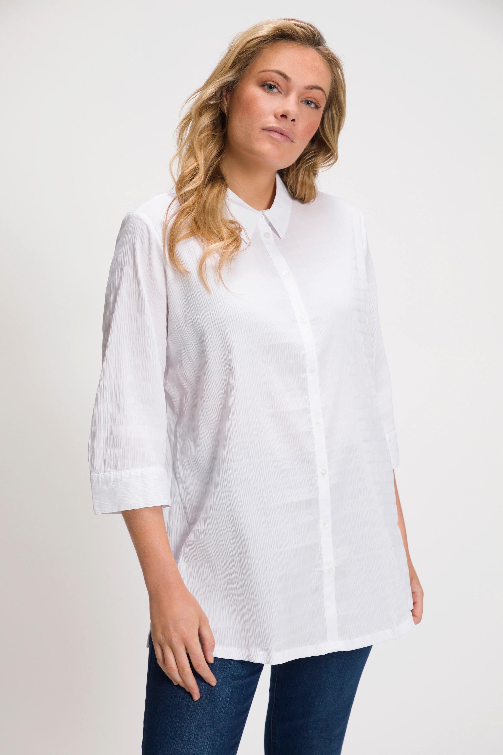 Ulla Popken  Bluse, Bubble-Qualität, Hemdkragen, 3/4-Arm 