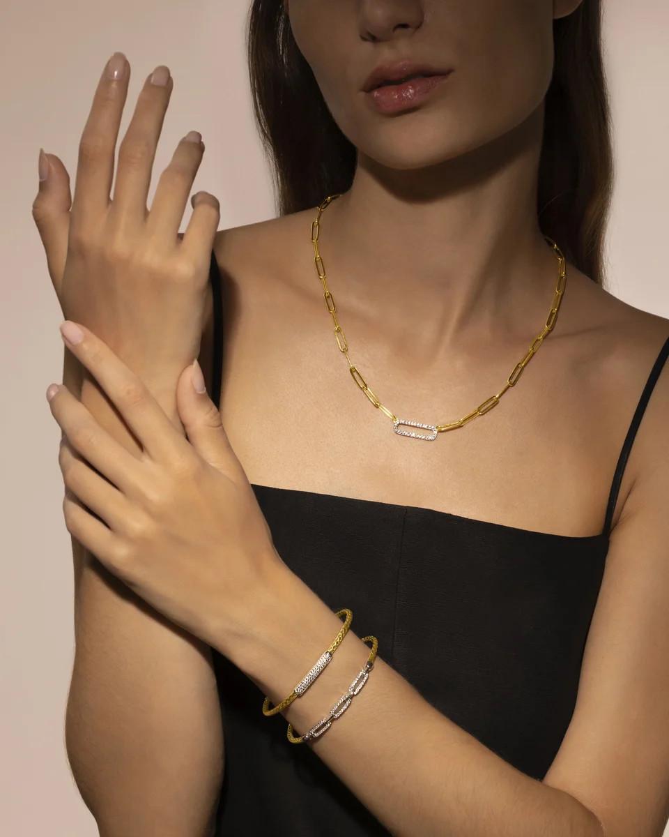 Charles Garnier  Zweifarbiger LIANES-Armreif aus Silber, Goldsilber und Zirkonoxiden 