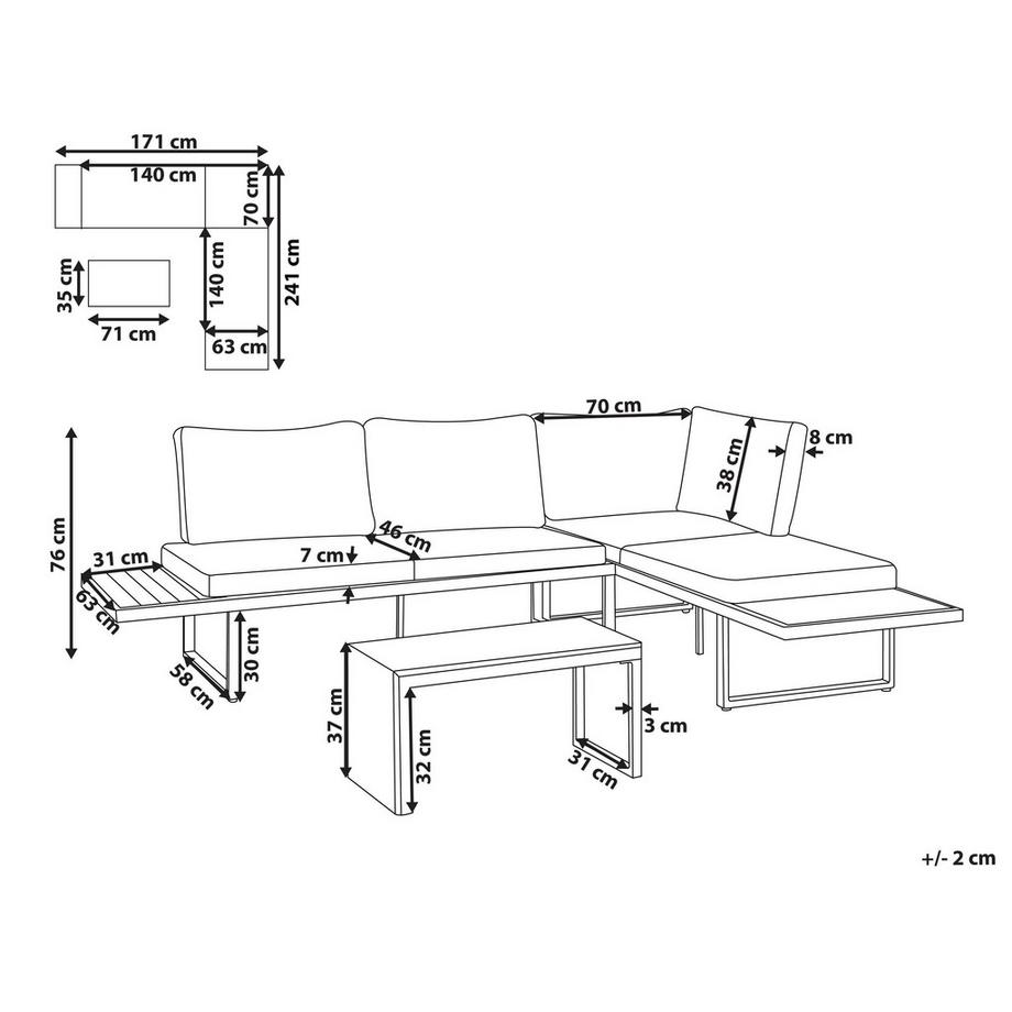 Beliani Set lounge pour jardin en Bois synthétique Moderne PIENZA  