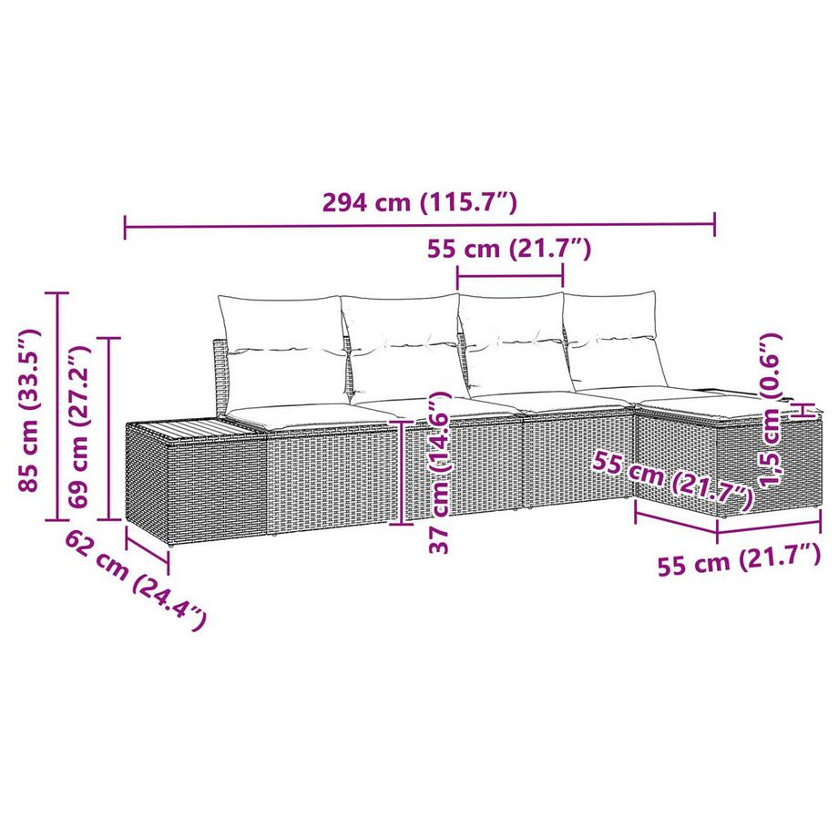 VidaXL Set Divano da Giardino Polyrattan  