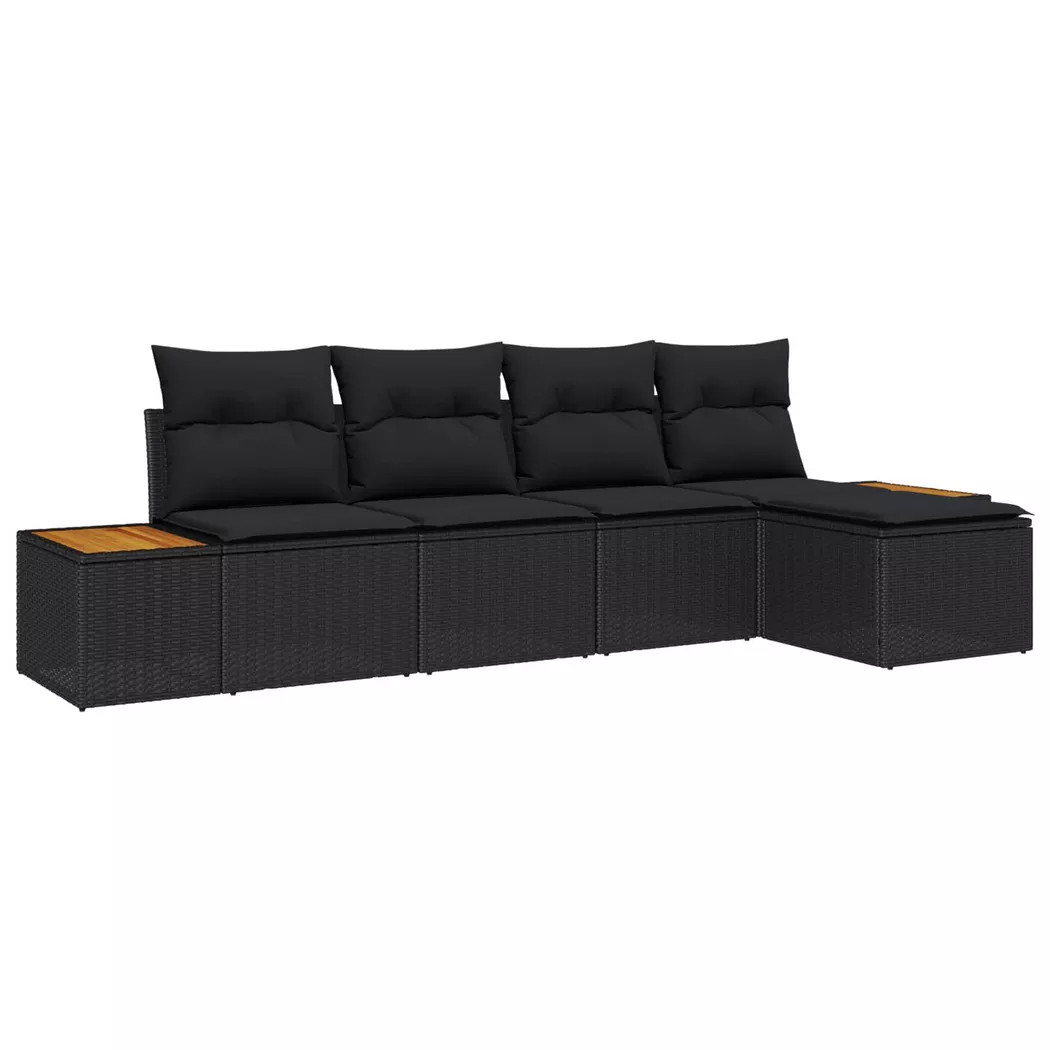 vidaXL Gartensofa-set 5 stk. Schwarz Poly Rattan
