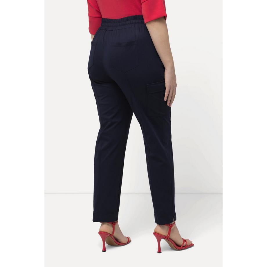 Ulla Popken Pantalon cargo Poches Taille élastique Fentes à l'ourlet  