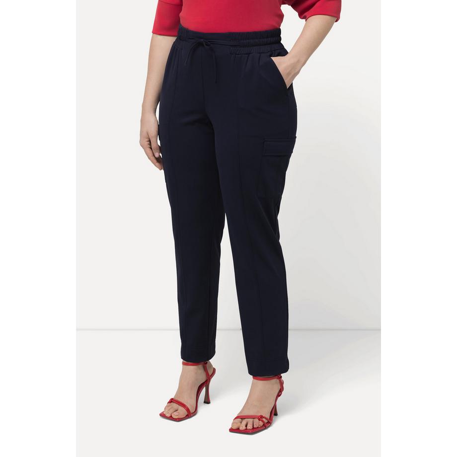 Ulla Popken Pantalon cargo Poches Taille élastique Fentes à l'ourlet  