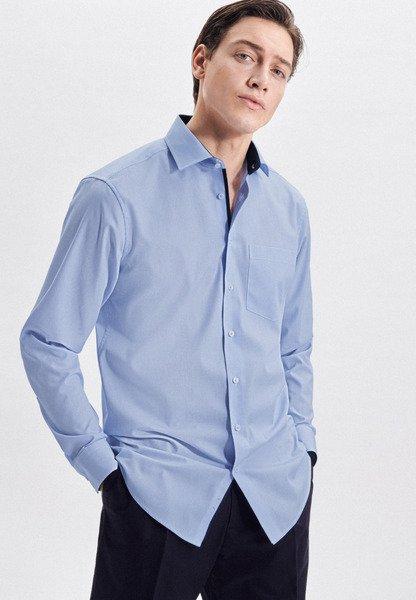 Image of Business Hemd Regular Fit Langarm Streifen Herren Hellblau 45