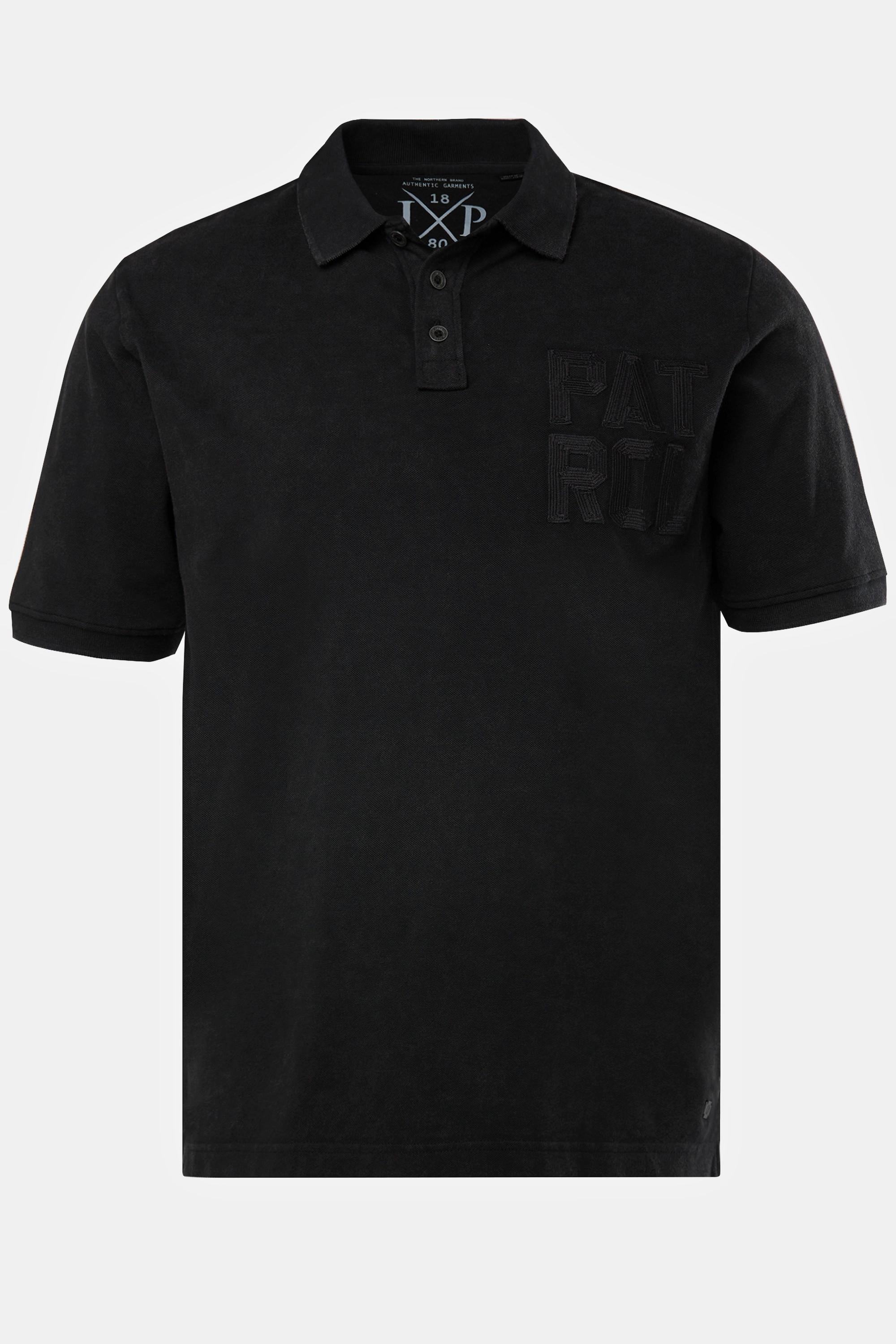 JP1880  Maglia polo di piqué con mezze maniche e applicazioni nero 