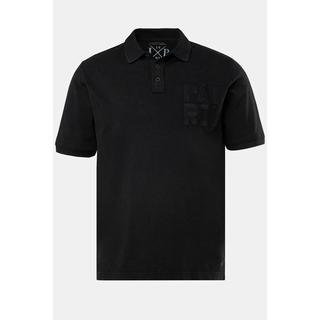 JP1880  Maglia polo di piqué con mezze maniche e applicazioni nero 