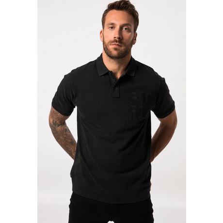 JP1880  Maglia polo di piqué con mezze maniche e applicazioni nero 