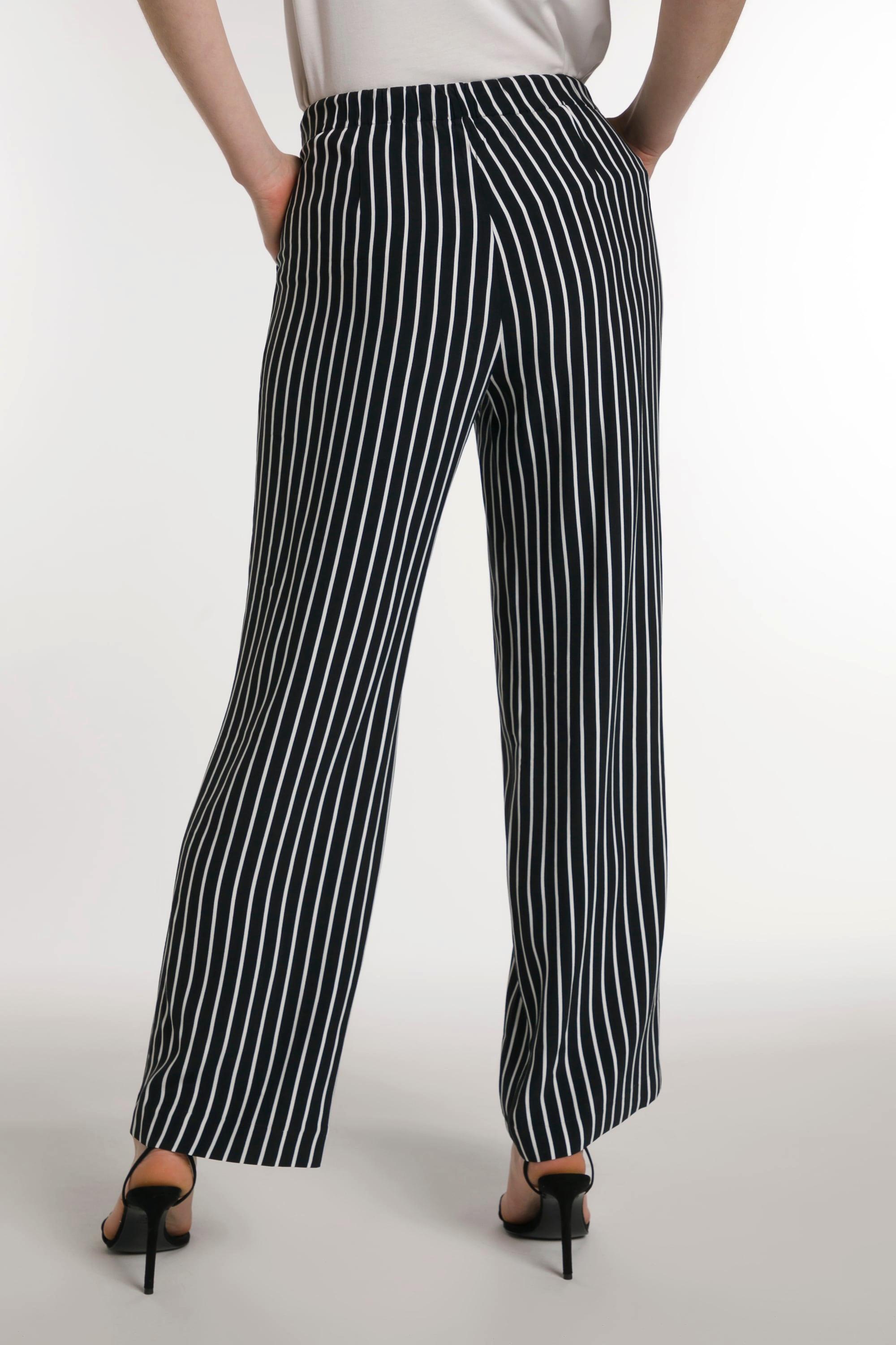 Ulla Popken  Pantalon Marlène, rayures, ceinture confort 