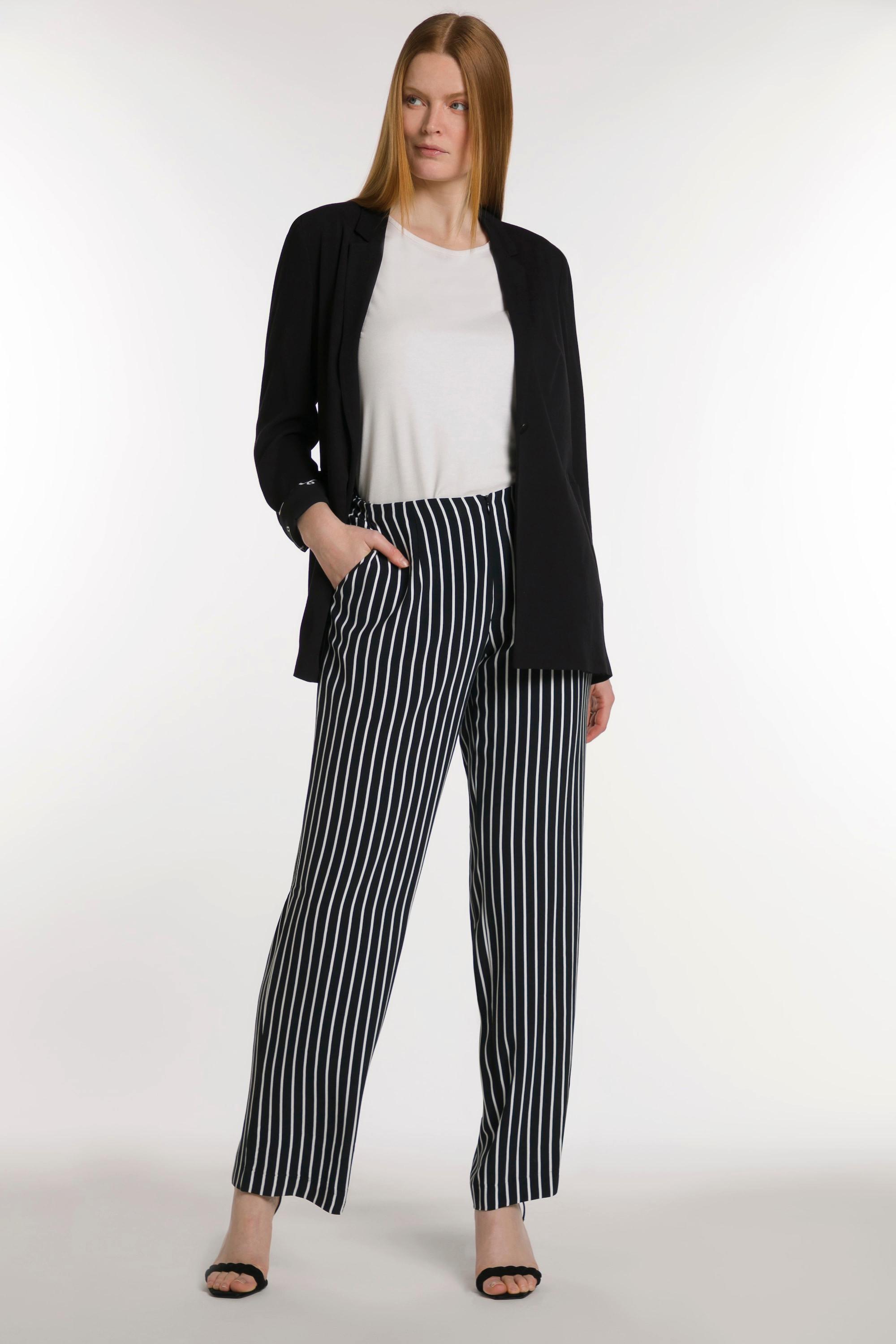 Ulla Popken  Pantalon Marlène, rayures, ceinture confort 