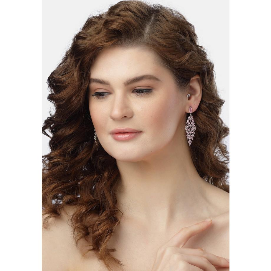 AVANT-GARDE PARIS  Hellrosa Blattreiche-Wasserfall-Ohrringe 