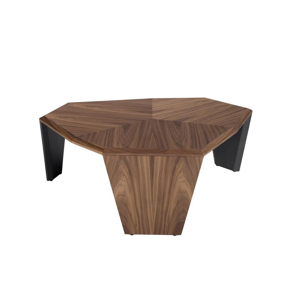 ANGEL CERDA Tavolino asimmetrico in noce e pvc nero  