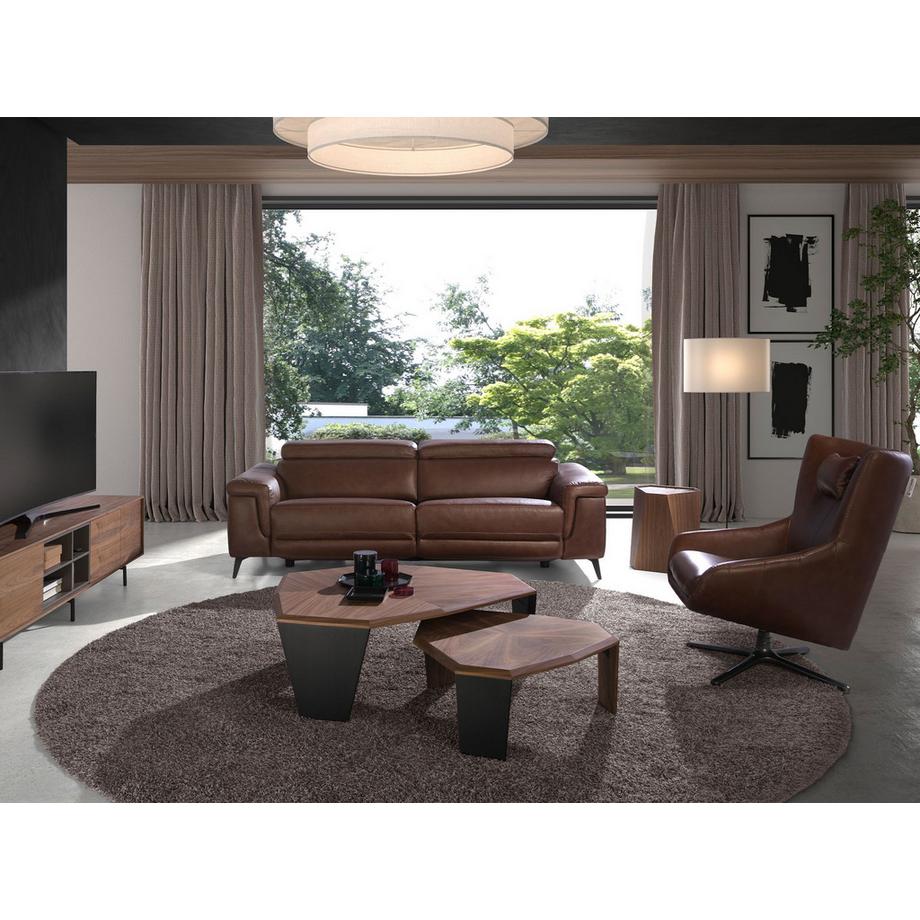 ANGEL CERDA Tavolino asimmetrico in noce e pvc nero  