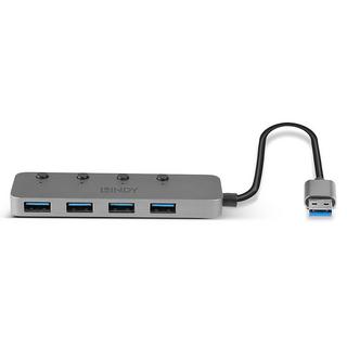 LINDY  43309 Schnittstellen-Hub USB 3.2 Gen 1 (3.1 Gen 1) Type-A 5 Mbits Grau 