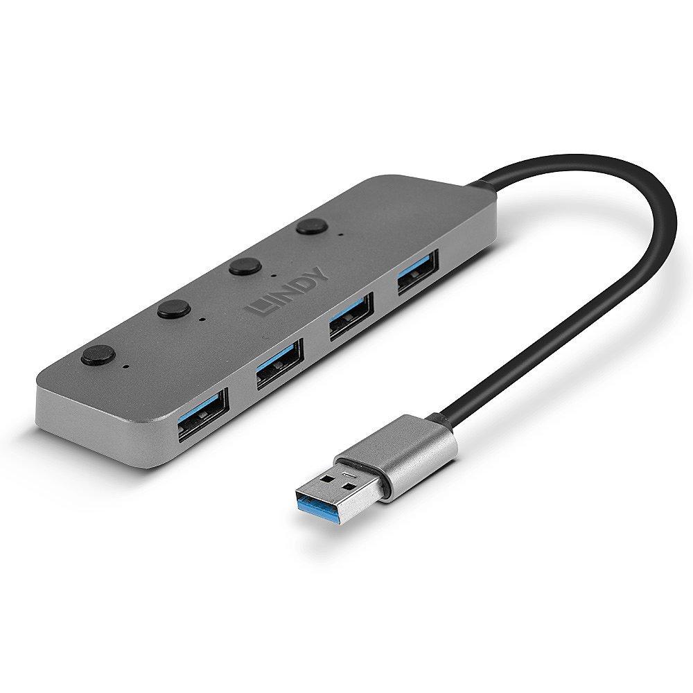 LINDY  43309 Schnittstellen-Hub USB 3.2 Gen 1 (3.1 Gen 1) Type-A 5 Mbits Grau 