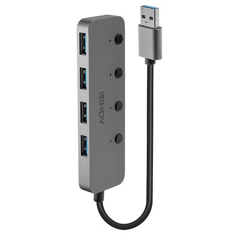 LINDY  43309 Schnittstellen-Hub USB 3.2 Gen 1 (3.1 Gen 1) Type-A 5 Mbits Grau 