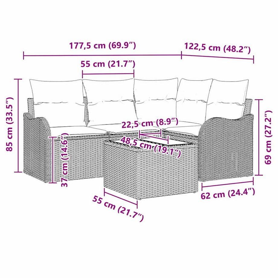VidaXL Gartensofa-set poly-rattan  