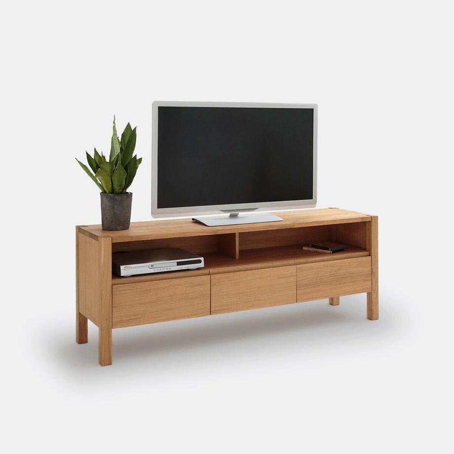 TV-Bank ADÉLITA aus Eiche und Eichenfurnier 160 cm