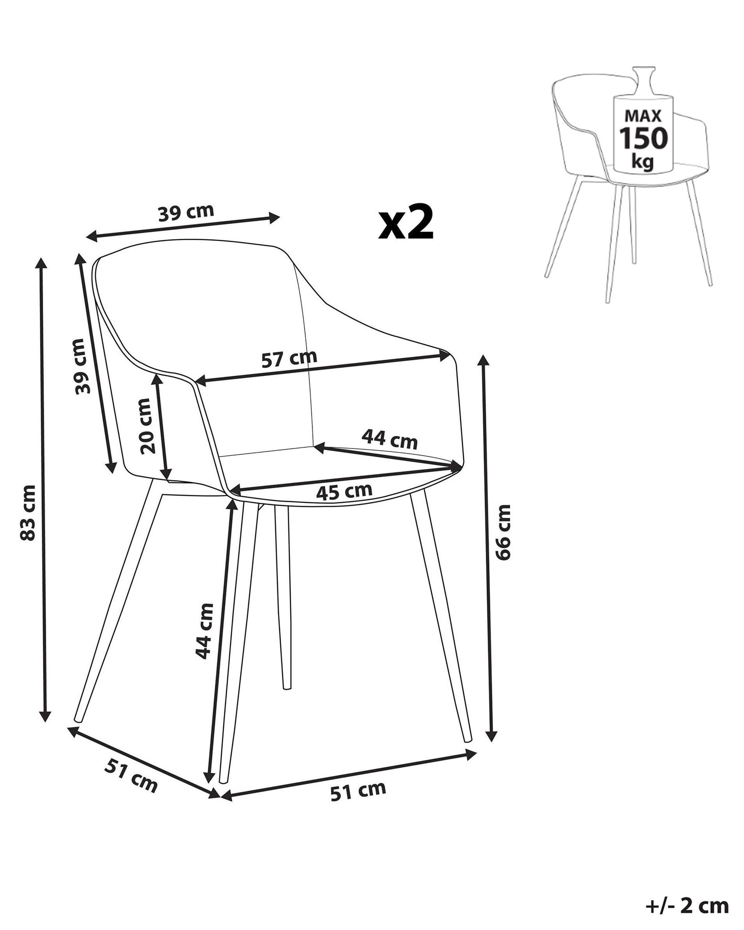 Beliani Lot de 2 chaises en Matière synthétique Moderne FONDA  