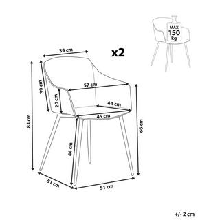 Beliani Lot de 2 chaises en Matière synthétique Moderne FONDA  