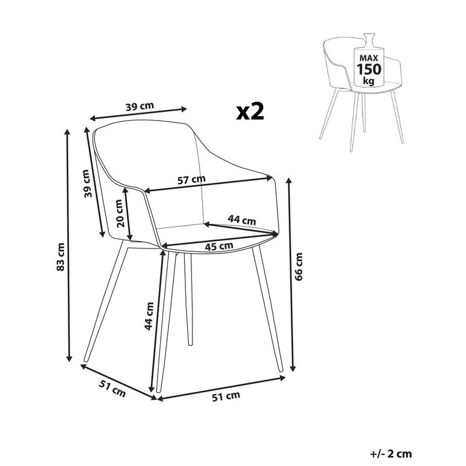 Beliani Lot de 2 chaises de salle à manger en Matière synthétique  FONDA  