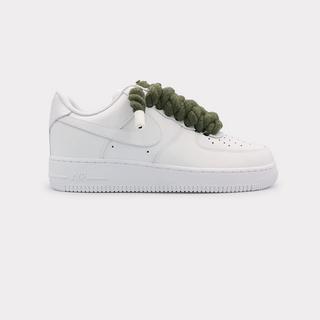 NIKE  Air Force 1 White - Rope Lace Olive 