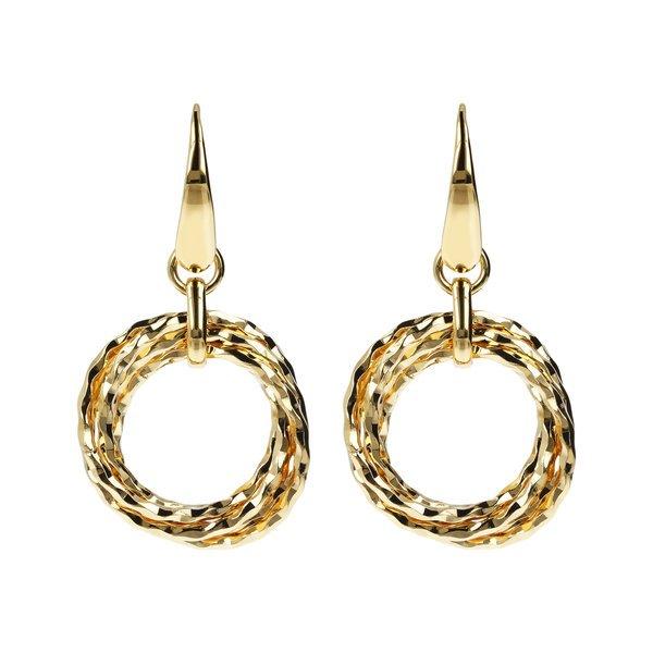 Image of Goldene Ohrringe Mit Mehrfarbigen Anhängern Unisex Gelbgold ONE SIZE