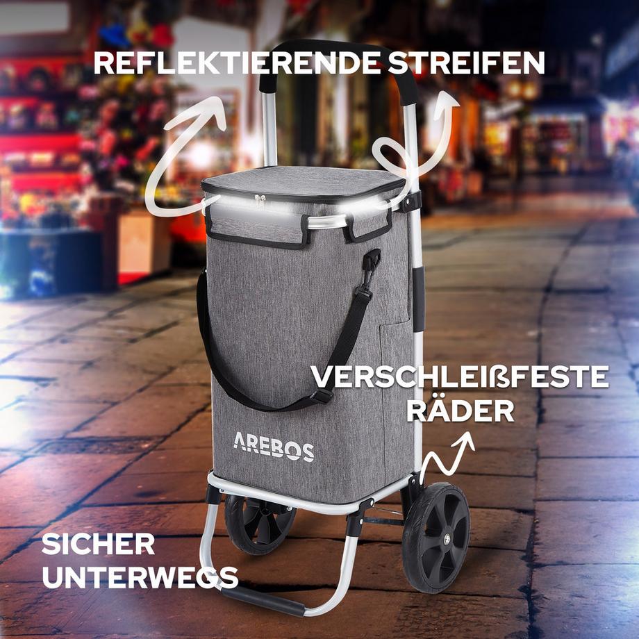 Arebos  3in1 Einkaufstrolley Einkaufsroller Einkaufswagen klappbar Tragetasche 