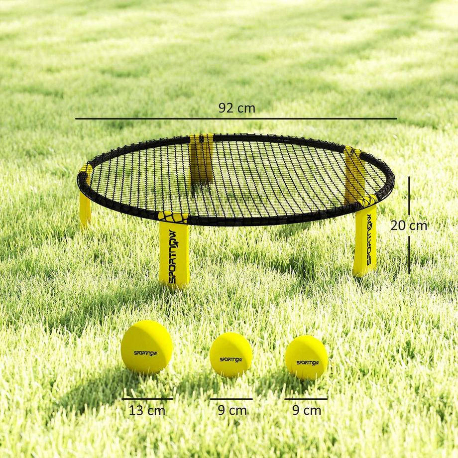 Northio Set da gioco Roundnet Set da gioco con rete da gioco, 3 palline, borsa per il trasporto, pompa per palline, set spikeball Ø92 x 20 cm giallo  