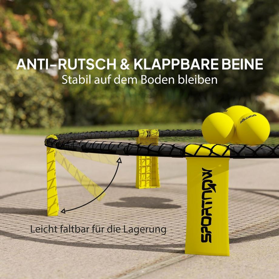 Northio Set da gioco Roundnet Set da gioco con rete da gioco, 3 palline, borsa per il trasporto, pompa per palline, set spikeball Ø92 x 20 cm giallo  