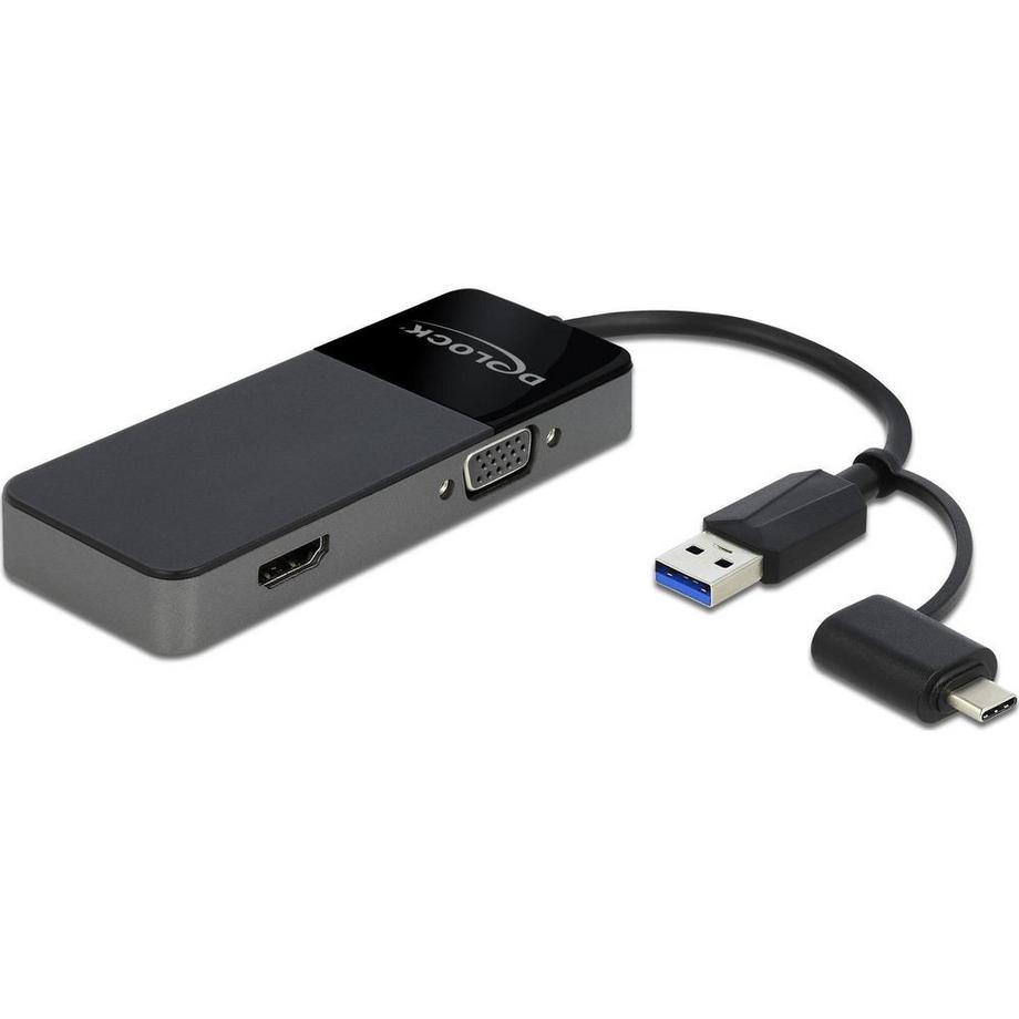 DeLock  64085 replicatore di porte e docking station per laptop USB 3.2 Gen 1 (3.1 Gen 1) Type-A Nero 