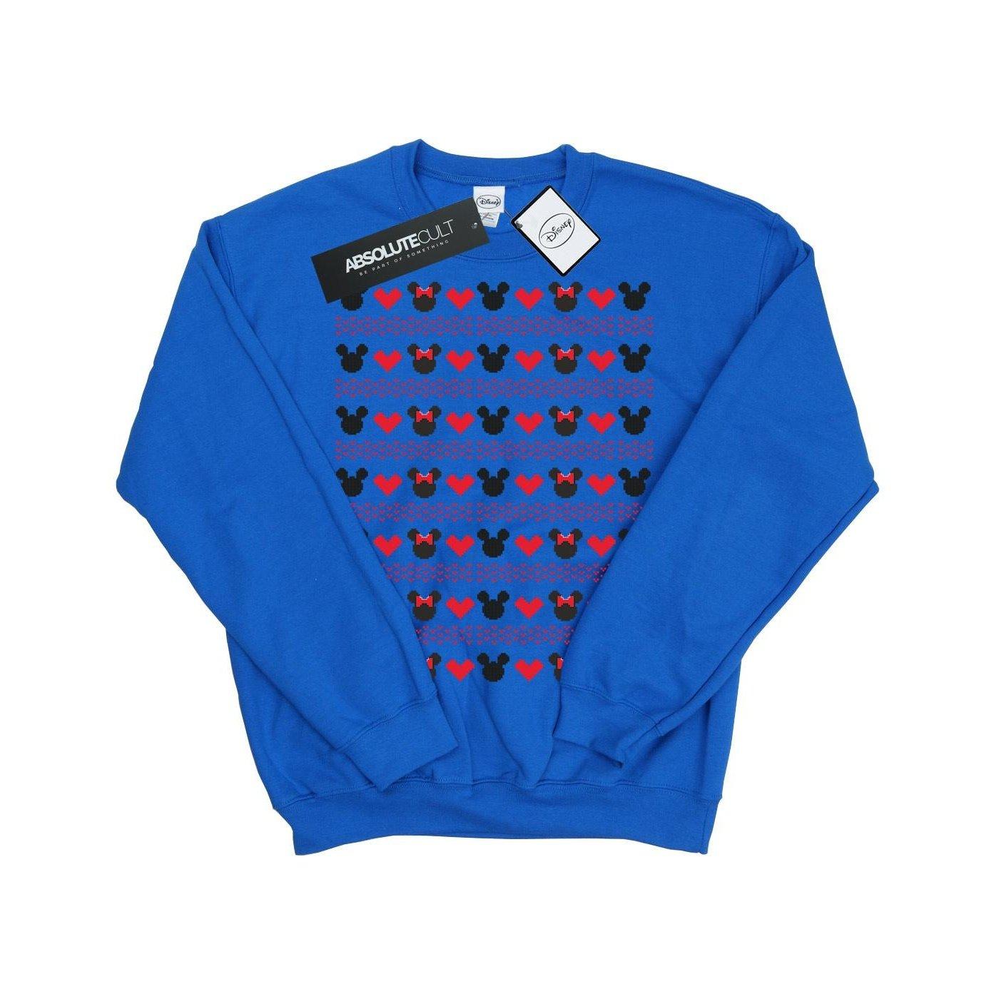 Image of Mickey And Minnie Christmas Hearts Sweatshirt Unisex Königsblau 116