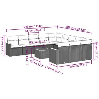 VidaXL Ensemble de canapés de jardin rotin synthétique  