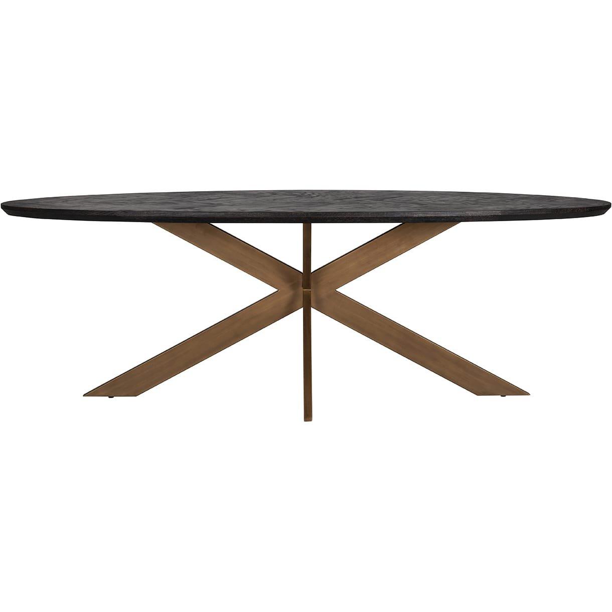 mutoni Table à manger Blackbone chêne noir laiton ovale 230  