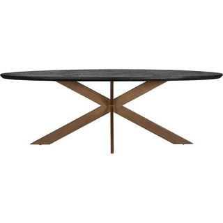 mutoni Table à manger Blackbone chêne noir laiton ovale 230  