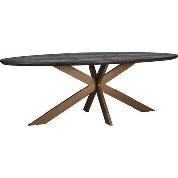 Tavolo da pranzo Blackbone rovere nero ottone ovale 230