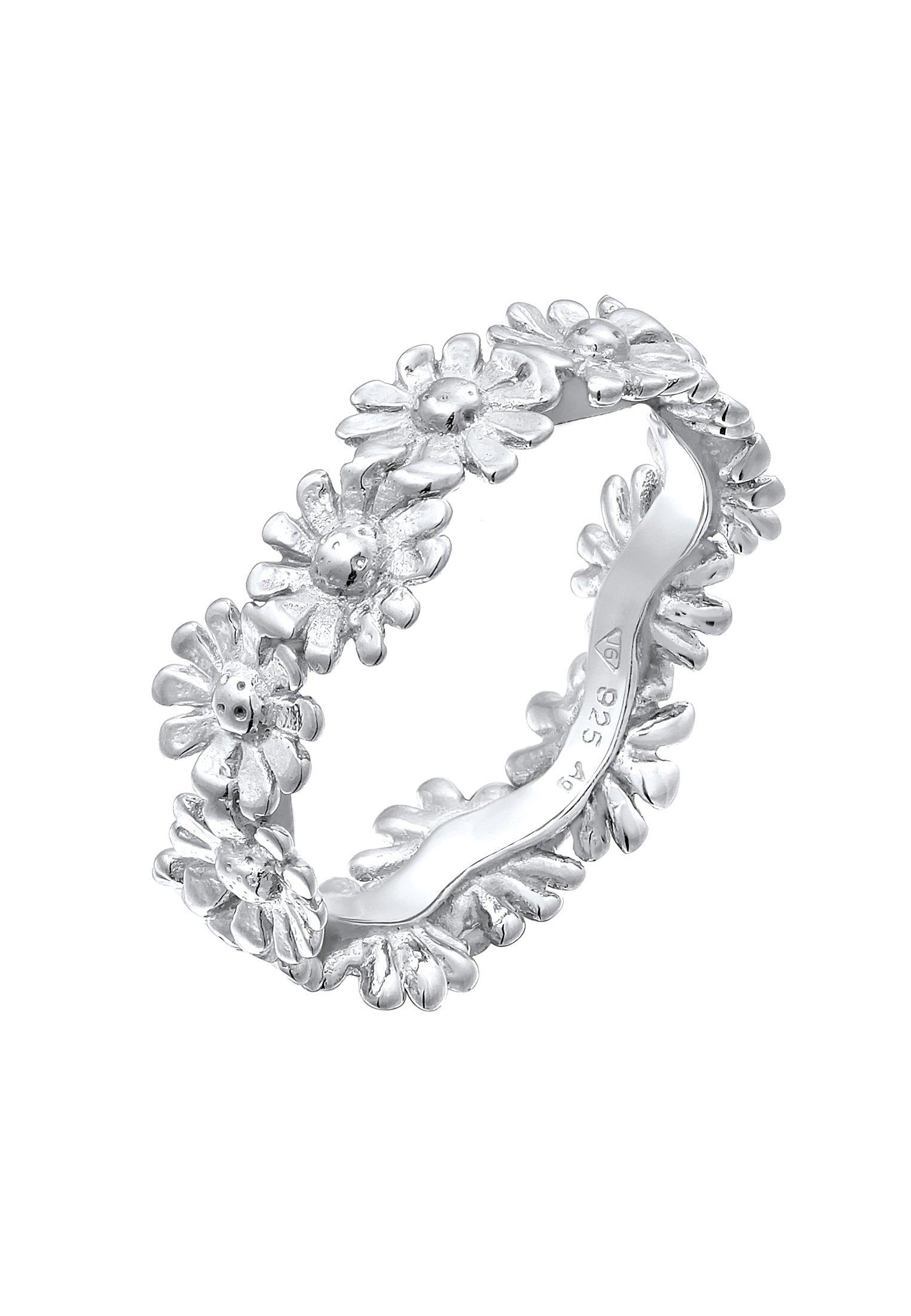 Image of Ring Bandring Blüte Blume Flower Hippie Damen Silber 58mm