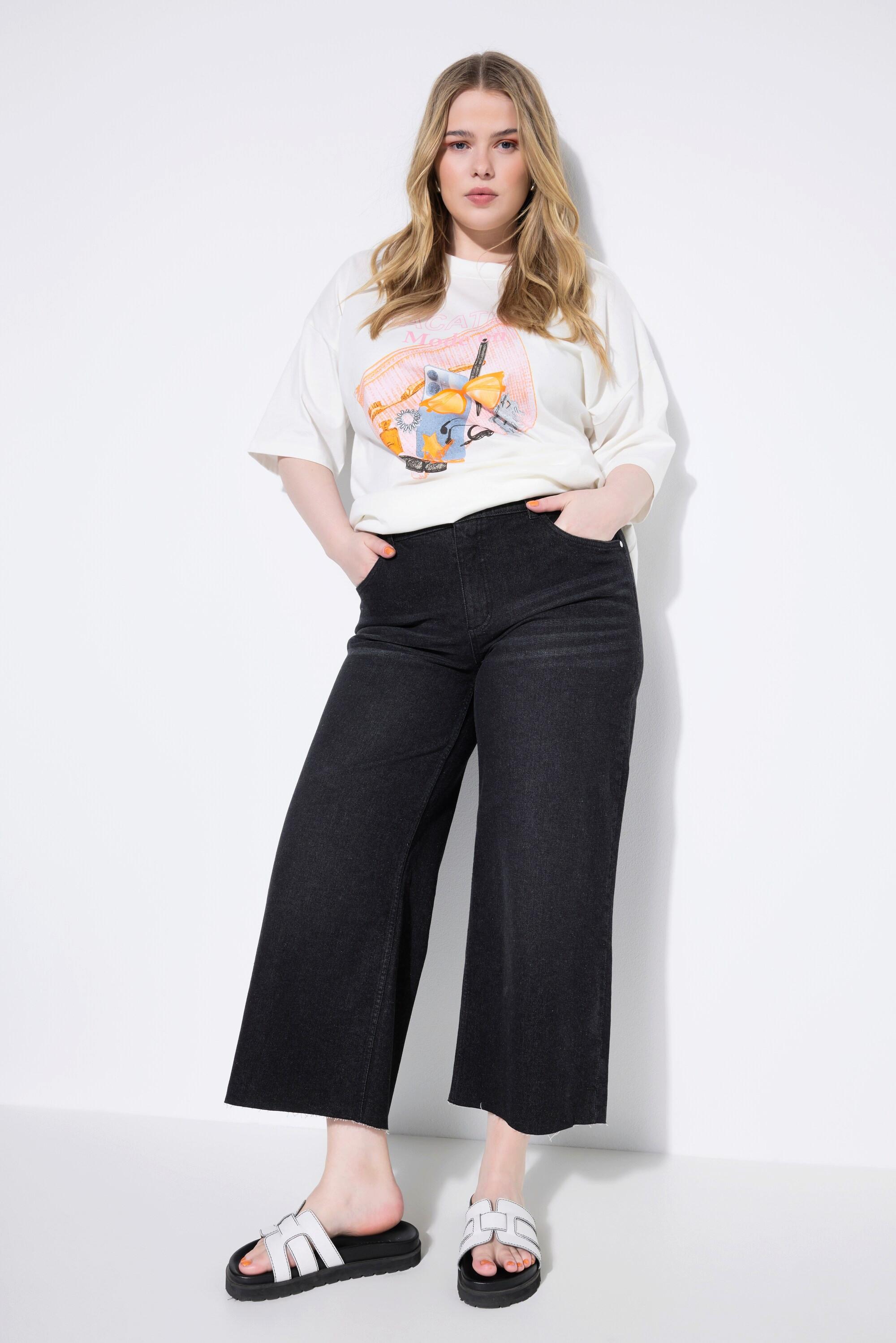 Studio Untold Jeans-Culotte Wide Legs 5-Pocket Cutted Saum  