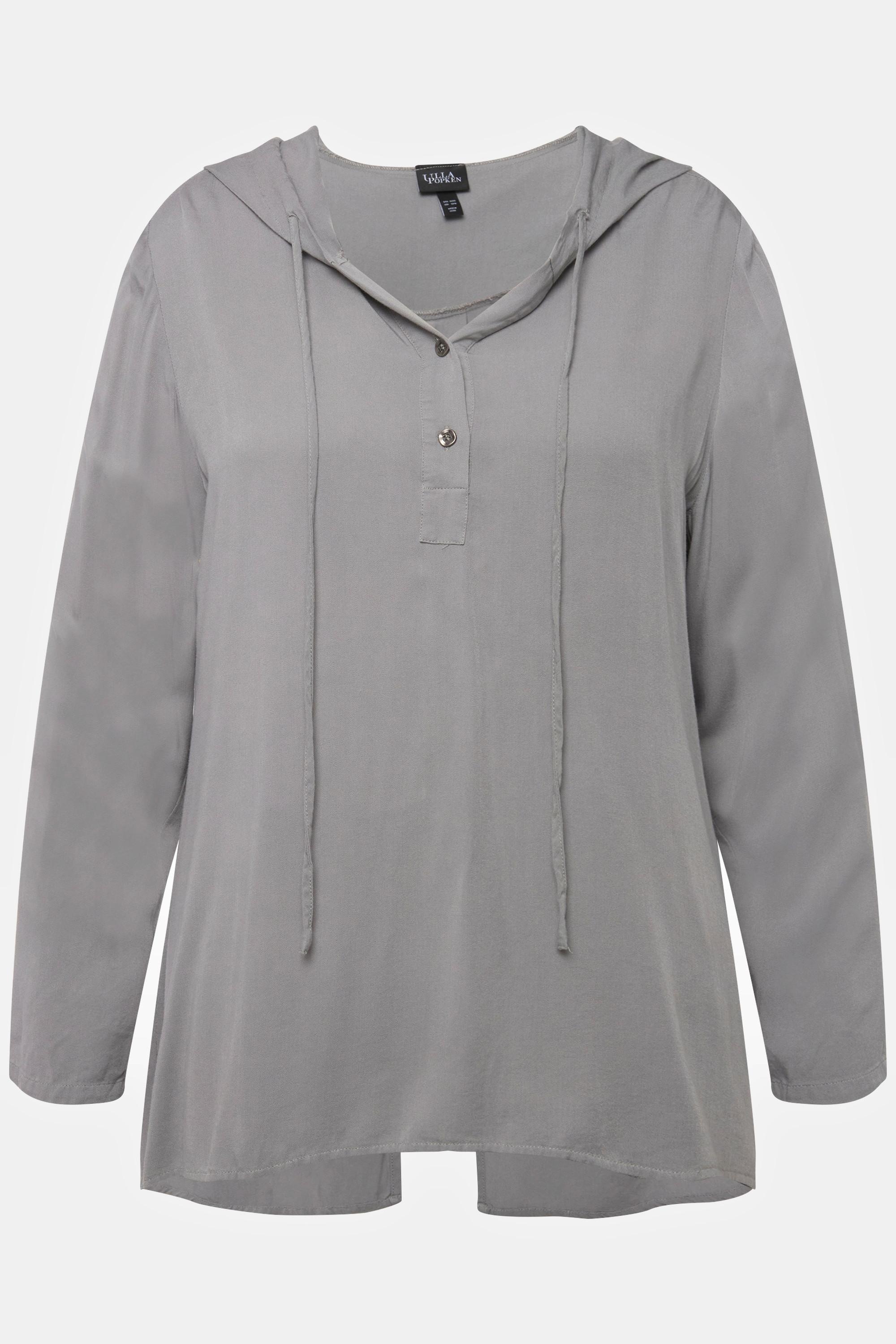 Ulla Popken  Longbluse, Kapuze, A-Linie, hinten länger, Langarm 