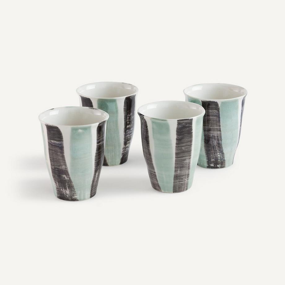 AM.PM Set aus 4 Tassen aus gestreiftem Steingut  
