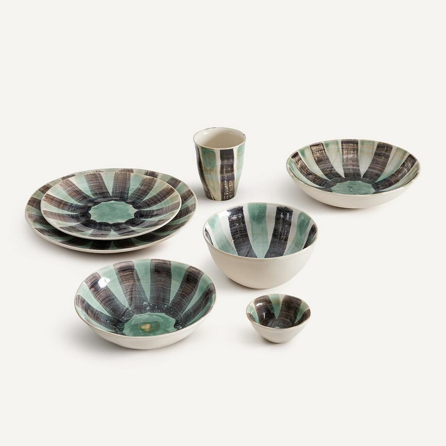 AM.PM Set aus 4 Tassen aus gestreiftem Steingut  