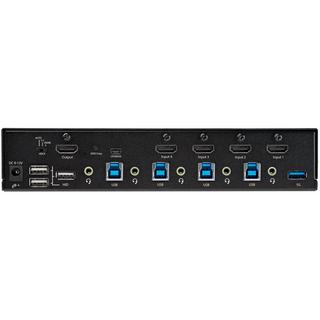 STARTECH  KVM Switch HDMI a 4 porte - Monitor singolo 4K 60Hz Ultra HD HDR - Switch KVM HDMI 2.0 per PC con 2 porte USB 3.0 Hub (5Gbps) e 4x USB 2.0 HID, Audio - Commutazione con tasti rapidi - Conforme allo standard TAA 