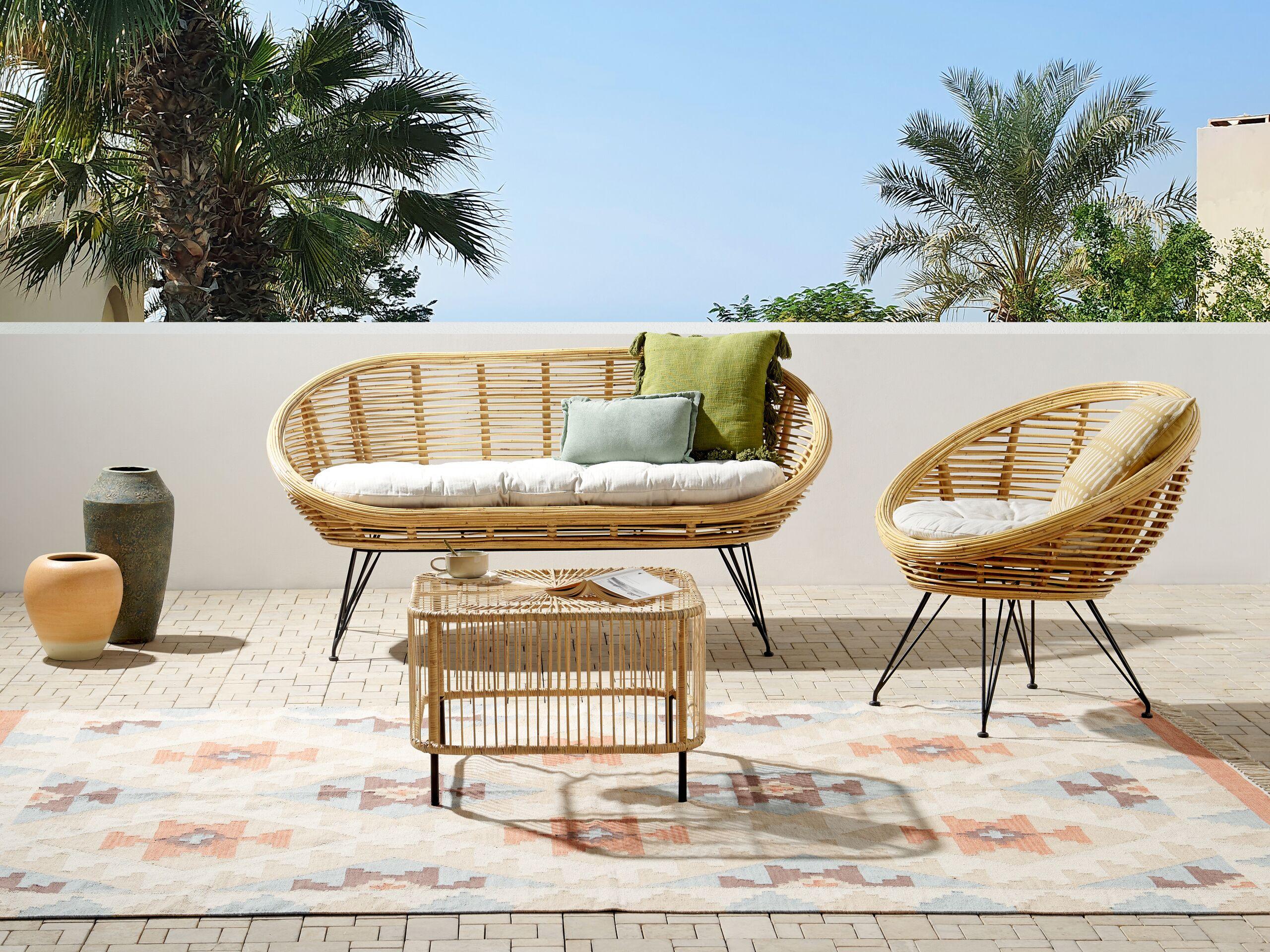 Beliani Lounge Set mit Tisch aus Rattan Boho MARATEA/CESENATICO  