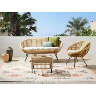 Beliani Lounge Set mit Tisch aus Rattan Boho MARATEA/CESENATICO  