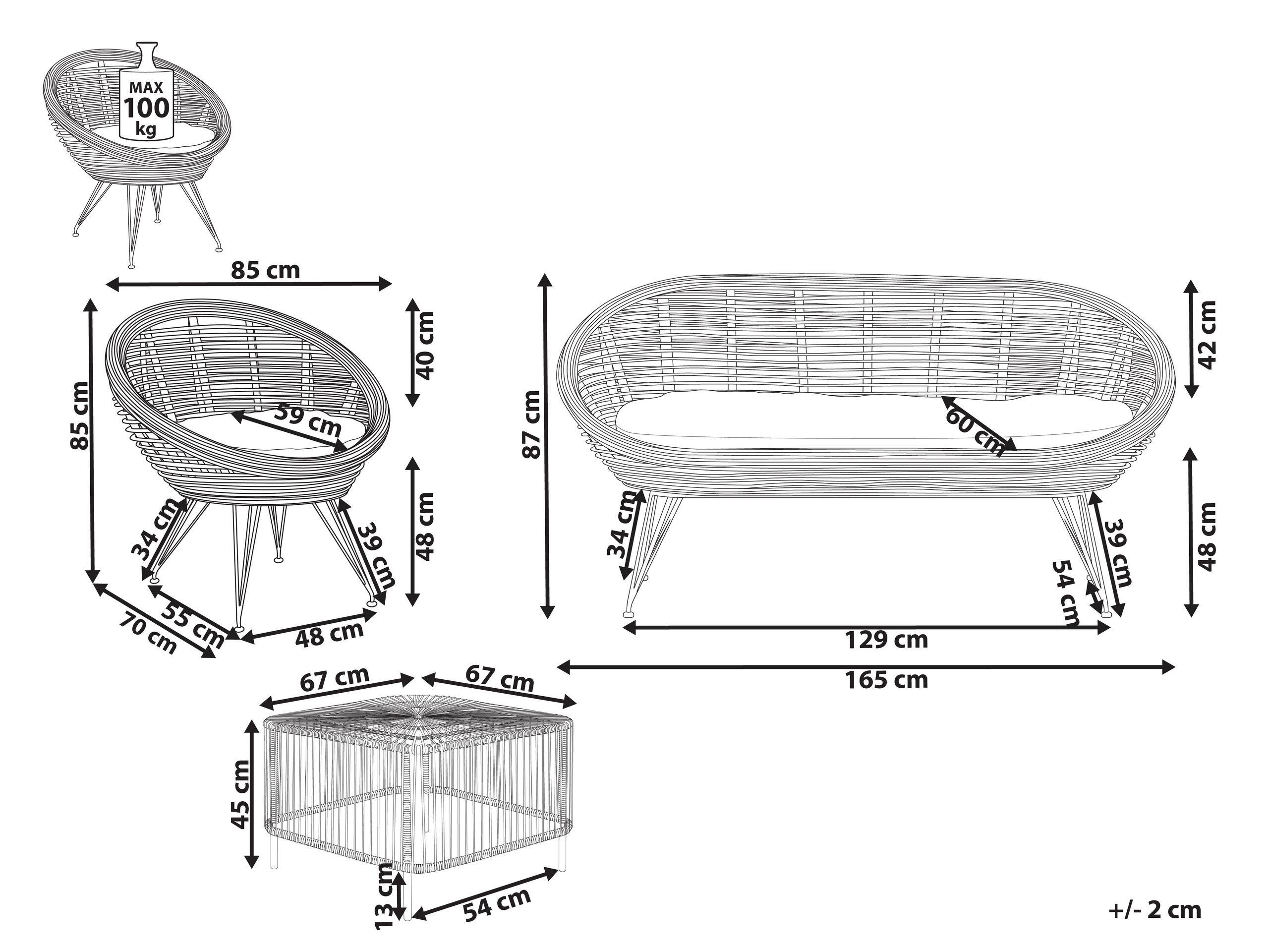 Beliani Set divani con tavolino en Rattan Boho MARATEA/CESENATICO  