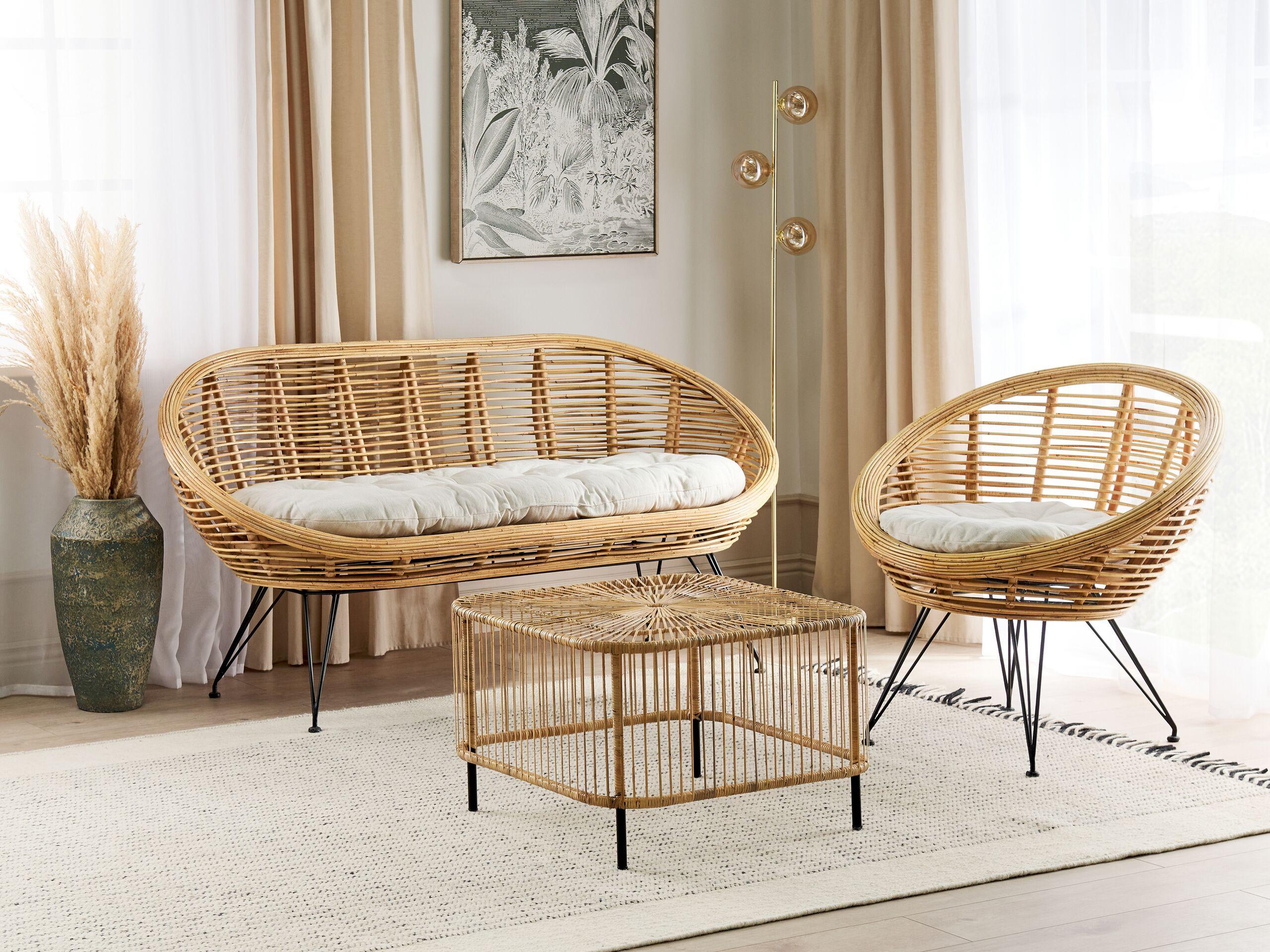 Beliani Lounge Set mit Tisch aus Rattan Boho MARATEA/CESENATICO  