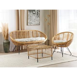 Beliani Lounge Set mit Tisch aus Rattan Boho MARATEA/CESENATICO  