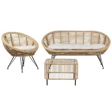 Lounge Set mit Tisch aus Rattan Boho MARATEA/CESENATICO